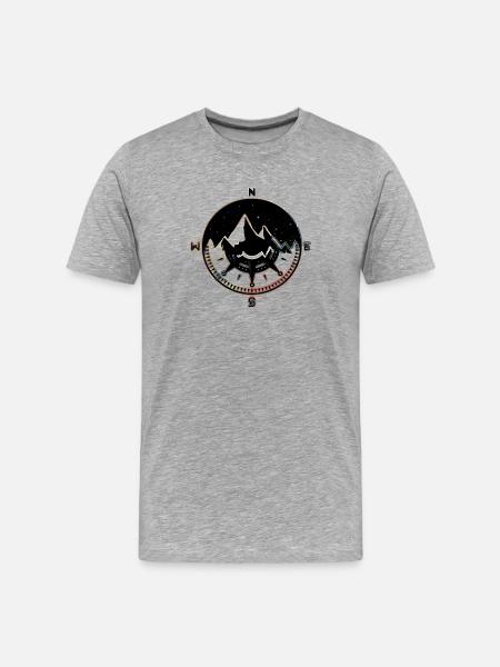 Night Mountains Compass Cosmos - Men's Premium Organic T-Shirt - heather grey