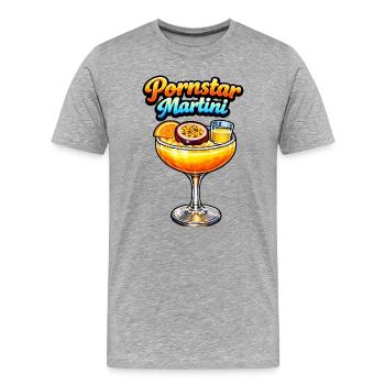 Pornostar Martini Tropischer Glow - Männer Premium Bio T-Shirt - Grau meliert - Vorne - Damien (186cm)