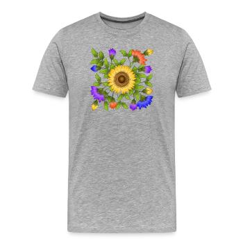 Blumen - Männer Premium Bio T-Shirt - Grau meliert - Vorne - Damien (186cm)