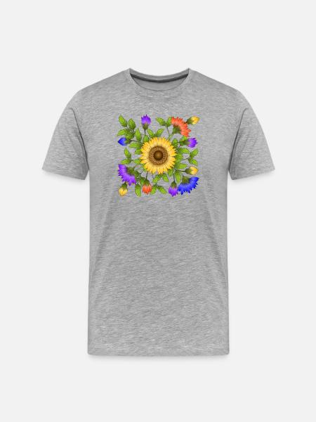 Fleur - T-shirt bio Premium Homme - gris chiné