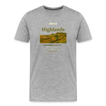 Randonnée des Highlands en Écosse 282 Munros - T-shirt bio Premium Homme - gris chiné - Devant - Damien (186cm)