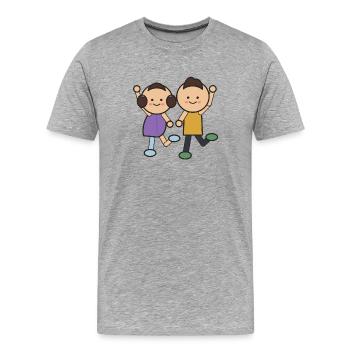 Tanzende Kleinkinder Duo - Männer Premium Bio T-Shirt - Grau meliert - Vorne - Damien (186cm)