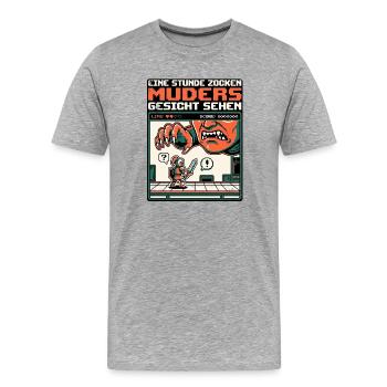 Gamer Retro Endgegner Mutter - Männer Premium Bio T-Shirt - Grau meliert - Vorne - Damien (186cm)