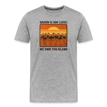 Sazan is our Luxus - Männer Premium Bio T-Shirt - Grau meliert - Vorne - Damien (186cm)