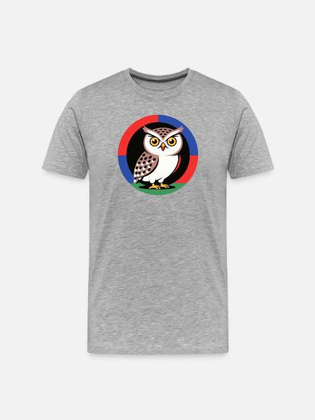 Eule im Farbkreis - Männer Premium Bio T-Shirt - Grau meliert