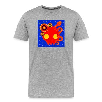 Zusammenfassung: Rote Oktopus-Mandala - Männer Premium Bio T-Shirt - Grau meliert - Vorne - Damien (186cm)