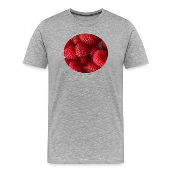 Frischer Himbeer - Männer Premium Bio T-Shirt - Grau meliert - Vorne - Damien (186cm)