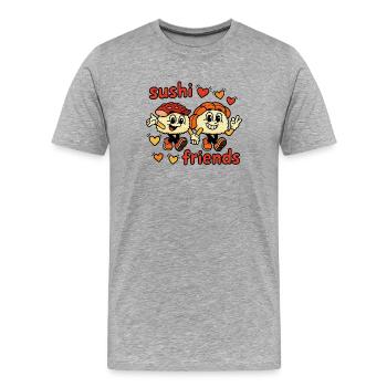 Sushi Freunde im Retro-Stil - Männer Premium Bio T-Shirt - Grau meliert - Vorne - Damien (186cm)