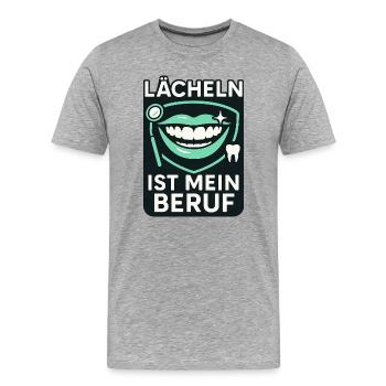 Lächeln ist mein Beruf Dental - Männer Premium Bio T-Shirt - Grau meliert - Vorne - Damien (186cm)