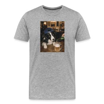Durstiger Border Collie, Bier, Schäferhund, Vater - Männer Premium Bio T-Shirt - Grau meliert - Vorne - Damien (186cm)