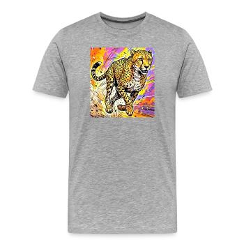 guépard - T-shirt bio Premium Homme - gris chiné - Devant - Damien (186cm)