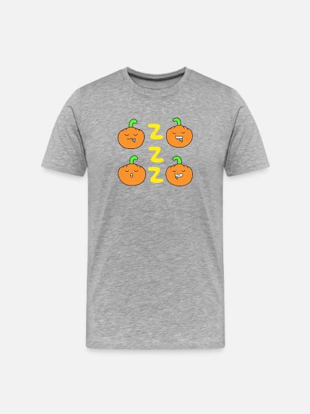 Visage de citrouille endormi - T-shirt bio Premium Homme - gris chiné