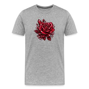 Geometric Red Rose Crystal - Men's Premium Organic T-Shirt - heather grey - Front - Damien (186cm)