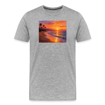 Tropical Sunset Beach Canvas - Men's Premium Organic T-Shirt - heather grey - Front - Damien (186cm)