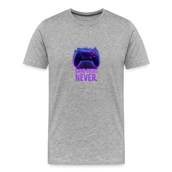 Manette néon : Game Over Never - T-shirt bio Premium Homme - gris chiné - Devant - Damien (186cm)