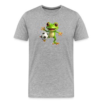 Petite Grenouille jouant au football – Bande dessinée sportive - T-shirt bio Premium Homme - gris chiné - Devant - Damien (186cm)