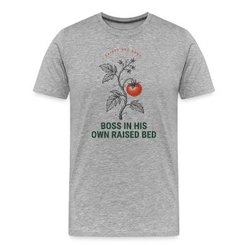 Cadeau drôle de chemise de jardinier en lit surélevé - T-shirt bio Premium Homme - gris chiné - Devant - Damien (186cm)