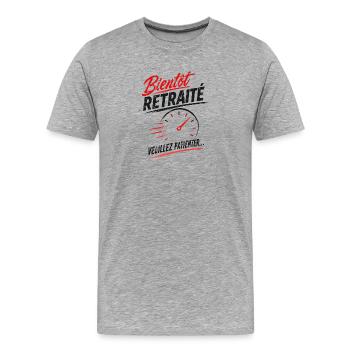 Bientôt retraité veuillez patienter - T-shirt bio Premium Homme - gris chiné - Devant - Damien (186cm)