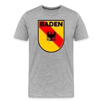 Baden Wappen Schild mit Adler - Männer Premium Bio T-Shirt - Grau meliert - Vorne - Damien (186cm)