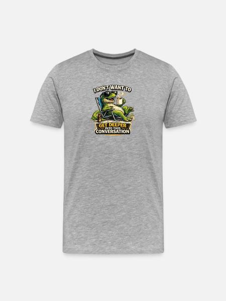 Funny T-Rex Coffee Mood Shirt - Men's Premium Organic T-Shirt - heather grey