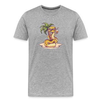 Snake Cobra Summer Palm Tree - Men's Premium Organic T-Shirt - heather grey - Front - Damien (186cm)