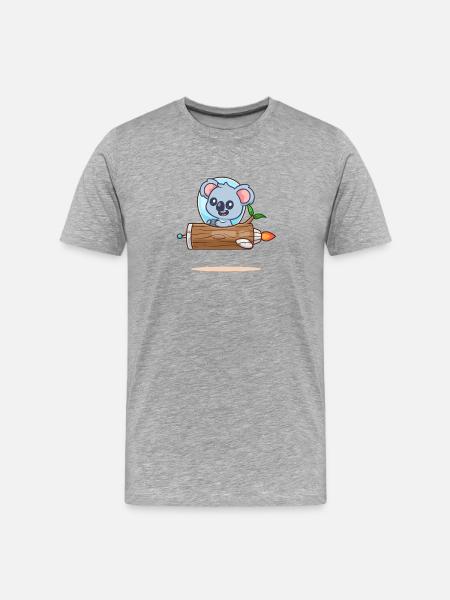 Koala Pilot in Log Rocket - Men's Premium Organic T-Shirt - heather grey