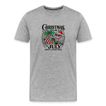 Christmas In July Santa Summer Break - Men's Premium Organic T-Shirt - heather grey - Front - Damien (186cm)