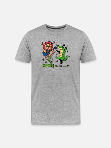 Tierische Freunde machen Musik - Männer Premium Bio T-Shirt - Grau meliert