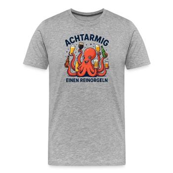 Sauf Spruch Oktopus Bier Festival Kneipe Geschenk - Männer Premium Bio T-Shirt - Grau meliert - Vorne - Damien (186cm)