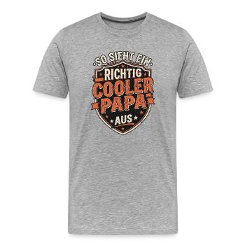 Cooler Papa - Männer Premium Bio T-Shirt - Grau meliert - Vorne - Damien (186cm)