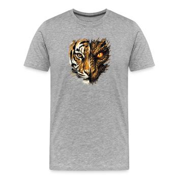 Visage de Tigre Dragon - T-shirt bio Premium Homme - gris chiné - Devant - Damien (186cm)
