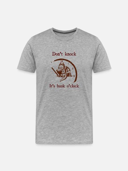 Lesezeit Drachenuhr - Männer Premium Bio T-Shirt - Grau meliert