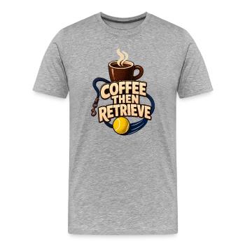 Papa du labo cadeaux pour hommes, café puis récupération de Routin - T-shirt bio Premium Homme - gris chiné - Devant - Damien (186cm)