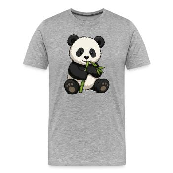 Cuddly Panda with Bamboo - Men's Premium Organic T-Shirt - heather grey - Front - Damien (186cm)