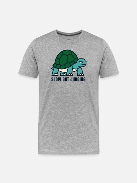 Slowly, but judgingly - Men's Premium Organic T-Shirt - heather grey