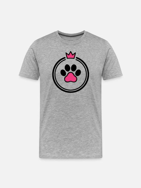 Hundepfote Krone Herz Knochen Hundemama - Männer Premium Bio T-Shirt - Grau meliert
