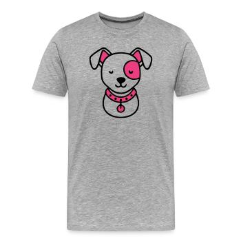 Hundekopf Welpe Süßer Hund Hundemama - Männer Premium Bio T-Shirt - Grau meliert - Vorne - Damien (186cm)