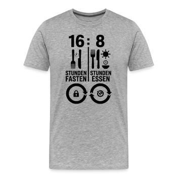 Intervallfasten 16:8 – Fastenzeit & Essfenster - Männer Premium Bio T-Shirt - Grau meliert - Vorne - Damien (186cm)