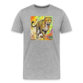 Gepard - Männer Premium Bio T-Shirt - Grau meliert - Vorne - Damien (186cm)