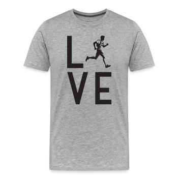 Ich liebe Trailrunning - Männer Premium Bio T-Shirt - Grau meliert - Vorne - Damien (186cm)