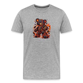 Ours de lave Héros Câlin - T-shirt bio Premium Homme - gris chiné - Devant - Damien (186cm)