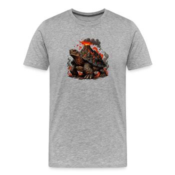 Tortue volcanique - T-shirt bio Premium Homme - gris chiné - Devant - Damien (186cm)