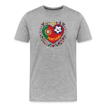 Portugal Herz Fußball Flair - Männer Premium Bio T-Shirt - Grau meliert - Vorne - Damien (186cm)