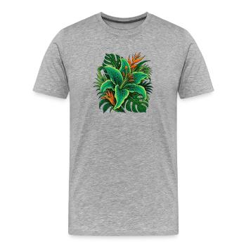 Tropische Blattpracht - Männer Premium Bio T-Shirt - Grau meliert - Vorne - Damien (186cm)