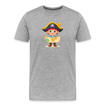 Petit garçon en pirate avec carte nautique – Dessin graphique - T-shirt bio Premium Homme - gris chiné - Devant - Damien (186cm)
