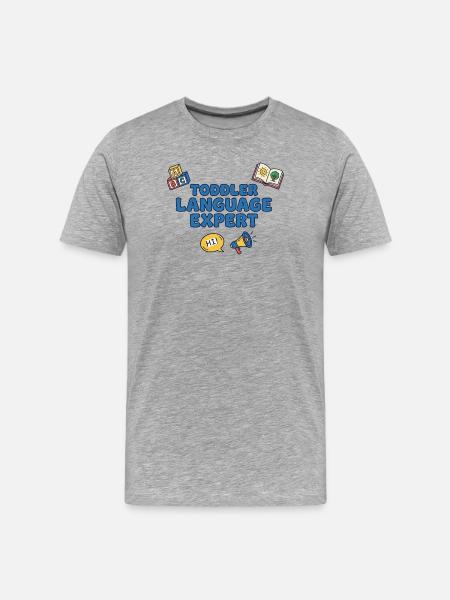 Sprachexperte für Kleinkinder - Männer Premium Bio T-Shirt - Grau meliert