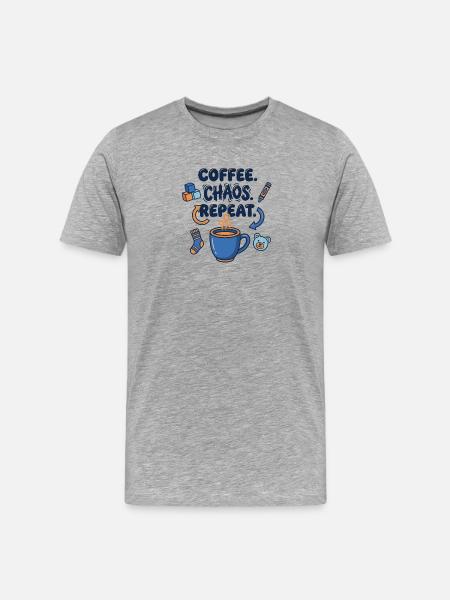 Coffee Chaos Repeat - Men's Premium Organic T-Shirt - heather grey