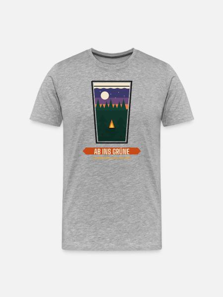 Ab ins Grüne – Lagerfeuer & Bier - Männer Premium Bio T-Shirt - Grau meliert
