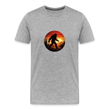 Bigfoot-Sonnenuntergang in Pines - Männer Premium Bio T-Shirt - Grau meliert - Vorne - Damien (186cm)