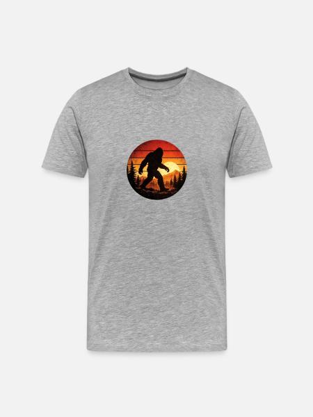 Bigfoot Sunset in Pines - Men's Premium Organic T-Shirt - heather grey